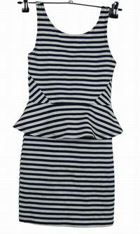 Dámské tmavomodro-bílé pruhované šaty s volánkem H&M