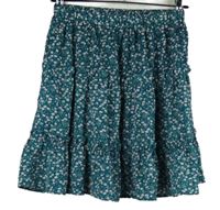 Dámska tyrkysová kvietkovana sukňa s volánikmi Shein