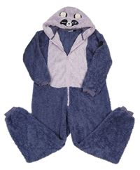 Fialovo-tmavomodrá chlpatá kombinéza s kapucí- koala Pepperts