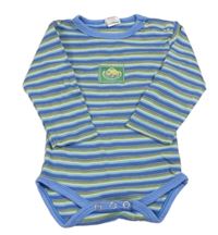 Modro-zeleno-hnědé pruhované body s nášivkou