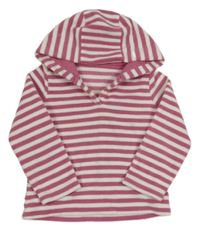 Ružovo-biela pruhovaná fleecová mikina s kapucňou Mothercare