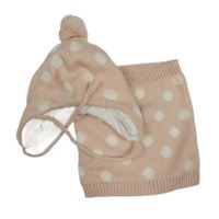 2set- světlerůžová puntíkatá čepice+ nákrčník H&M