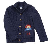 Tmavomodrý prepínaci sveter s medvídkem Paddington