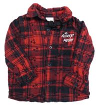 Červeno-černá kostkovaná flanelová košile s Mickey Mousem Disney