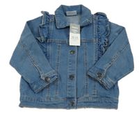 Nové - Modrá rifľová bunda s volánikom so cute