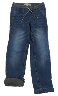 Tmavomodré podšité rifle s úpletovým pasem Pocopiano