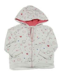 Bílá propínací mikina s obrázky a kapucí C&A