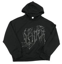 Čierna mikina s kamienkami a kapucňou Shein