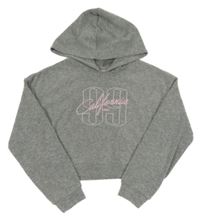 Sivá úpletová crop mikina s nápisom a kapucňou Matalan