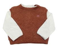 Hrdzavá pletená vesta so všitou halenkou Obaibi