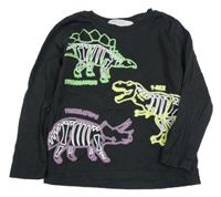 Černé triko s dinosaury H&M