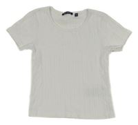Biele děrované crop tričko Blue Seven