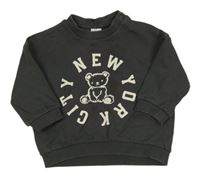 Tmavosivá mikina s medvedíkom a nápism H&M