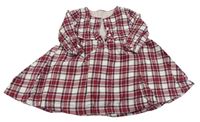 Vínovo-bílé kostkované plátěné košilové šaty Mothercare 