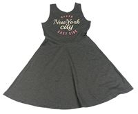 Tmavošedé šaty s nápisem H&M