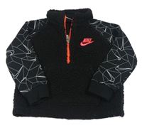 Černá huňatá mikina s logem na rukávech  Nike