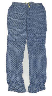 Modro-žlté vzorované voľné é nohavice Okaidi