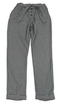 Čierno-biele vzorované paper bag teplákové nohavice so zavazováním H&M