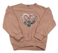 Staroružová mikina so srdcem z flitrů Next