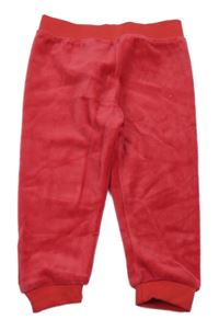 Jahodové zamatové tepláky Lupilu