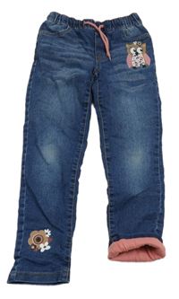 Tmavomodré teplákové podšité rifle se sovou John Baner