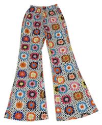 Sivo-čierno-farebné vzorované flare nohavice Shein