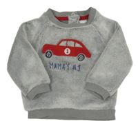 Sivá chlpatá mikina s autom C&A