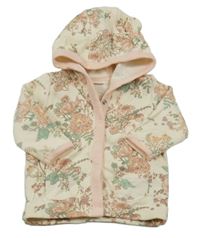 Smetanová květovaná propínací mikina s kapucí Next