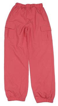 Ružové cargo cuff šušťákové nohavice