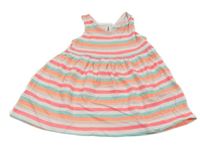 Bielo-neónové pruhované bavlnené šaty Primark