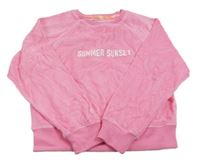 Ružová zamatová mikina s nápisom