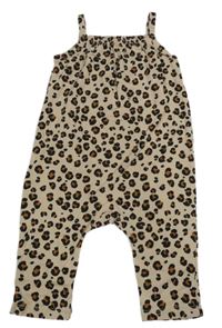 Béžovo-čierny leopardí nohavicový overal H&M