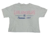 Biele crop tričko s nápisom Zara