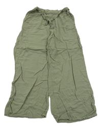 Khaki culottes nohavice s opaskom H&M