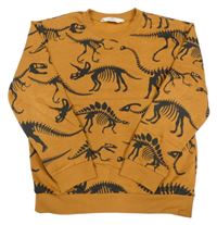 Hrdzavá mikina s kostrami dinosaurů H&M
