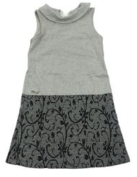 Sivé teplákové šaty s vzorovanou sukní