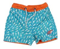 Modro-oranžové plážové kraťasy so žralokmi Dopodopo