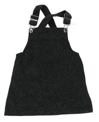 Tmavošedo-strieborná menšestrová na traká sukňa Denim Co.