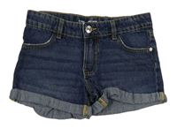 Tmavomodré rifľové mid rise kraťasy Denim Co.