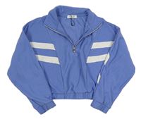 Modrá rebrovaná crop mikina s prúžkami Primark