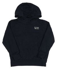 Tmavomodrá mikina s nápisom a kapucňou Next