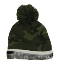 Khaki army pletená čepice s bambulí F&F