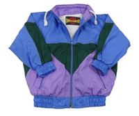 Modro-fialovo-zelená šušťáková jarná bunda