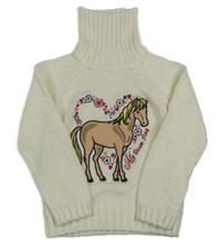 Smetanový svetr s koníkem a rolákem C&A