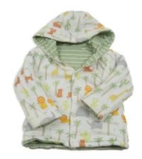 Bílý bavlněný zateplený kabátek so zvieratkami a kapucňou Mini Cuddles