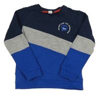 Tmavomodro-safírovo-šedá mikina s hasiči S. Oliver