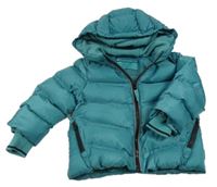 Zelená šusťáková prošívaná zimní bunda s kapucí Pocopiano