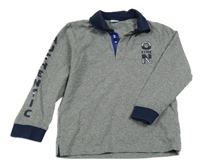 Sivo-tmavomodré polo tričko s nápisom Mayoral