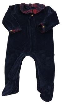 Tmavomodrý sametový overal s límečkem George