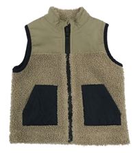 Béžová huňato/šusťáková podšitá vesta F&F